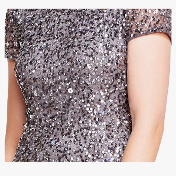Adrianna Papell Cap Sleeve Sequin Gown Size 2 - Picture 2 of 6
